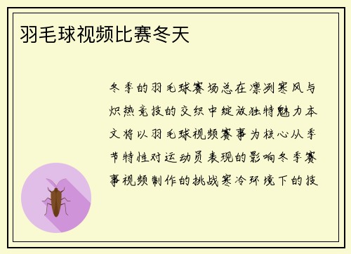 羽毛球视频比赛冬天